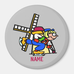 Holländisches Kind Ice Skaten , Namen hinzufügen Magnet