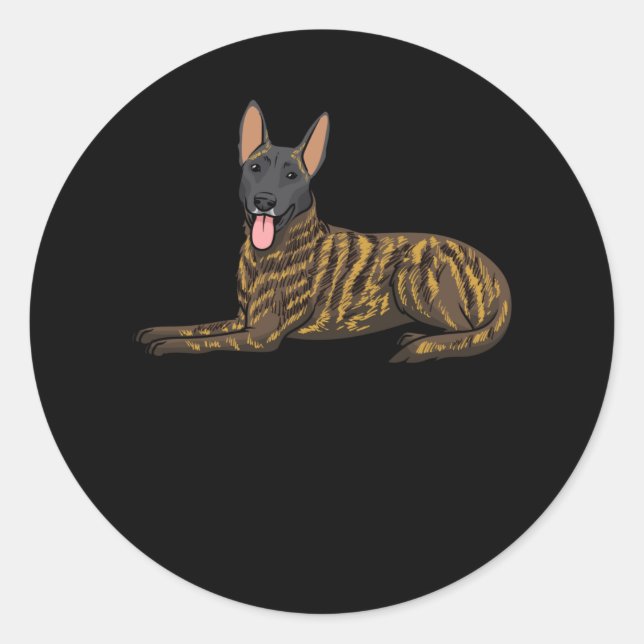 Hollandse Herdershond Dutch Shepherd Dog Runder Aufkleber (Vorderseite)