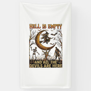 Hölle ist leer Halloween Hexe Mondsichel Skelett Banner