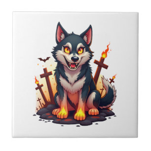 Höllenhund Husky Hund Fliese