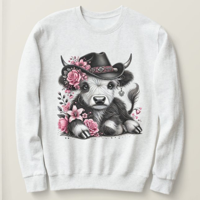 Höllenkuh mit Blumenhut Sweatshirt (Design vorne)