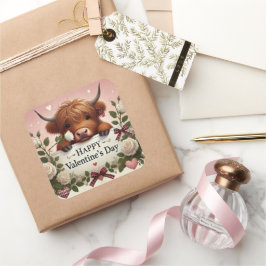 Höllenkuhwal mit weißen Rosen Quadratischer Aufkleber