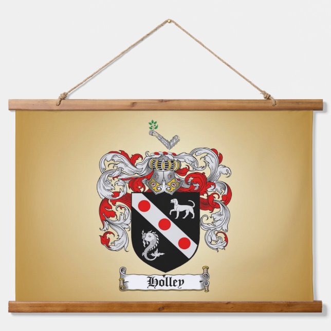 Holley Familienwappen Wandteppich Mit Holzrahmen (Vorne)