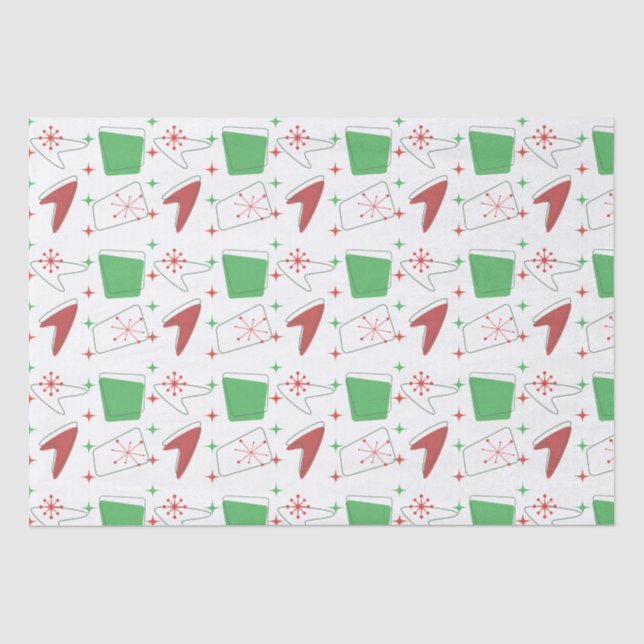Holliday Retro Atommuster auf weiß Seidenpapier (Vorderseite)