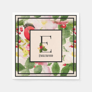 Hollie Berries Monogram Letter E Nachname Paper Serviette