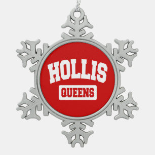 Hollis, Queens, NYC Schneeflocken Zinn-Ornament