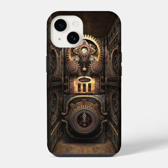Höllische Dampfmaschinenkonstruktion iPhone 14 Hülle (Rückseite)