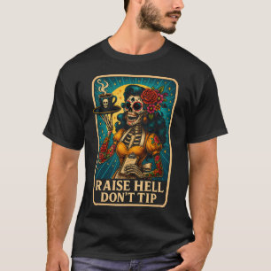 Höllischer Skelett Kellnerin Retro-Look T-Shirt