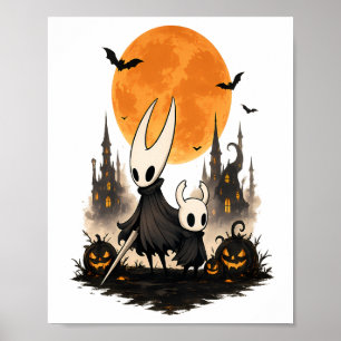 Hollow Knight Halloween Gruseliger Mond Kürbis Gam Poster