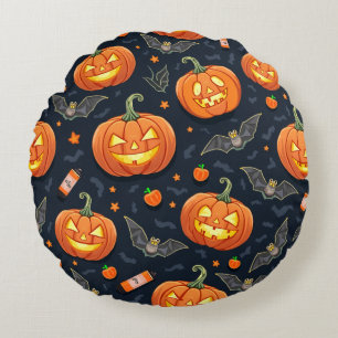 Holloween Pumkin Round Pillow Rundes Kissen