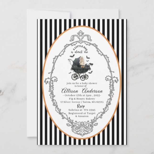 Holloween Pumpkin Little Boo Baby Dusche Einladung (Vorderseite)