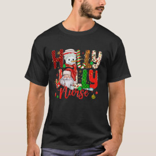 Holly A Jolly Nurse Weihnachtsmann Snowman T-Shirt