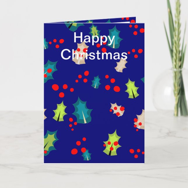 Holly and Berries Editable Karte (Vorderseite)