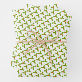 Holly and Berries Hand-drawn Christmas Holiday  Geschenkpapier Set