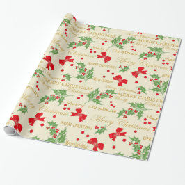 Holly and Bows Christmas Geschenkpapier