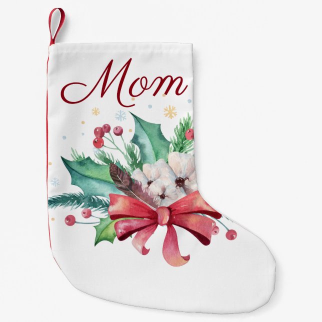 Holly and Feathers Bouquet individuell anpassbar Kleiner Weihnachtsstrumpf (Vorderseite)