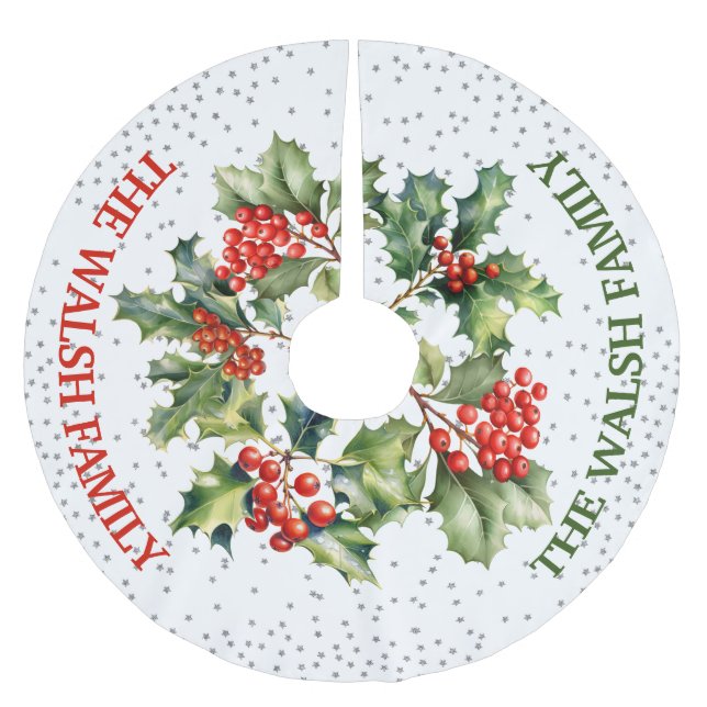 Holly and Imitats Glitzer Polyester Weihnachtsbaumdecke (Vorderseite)