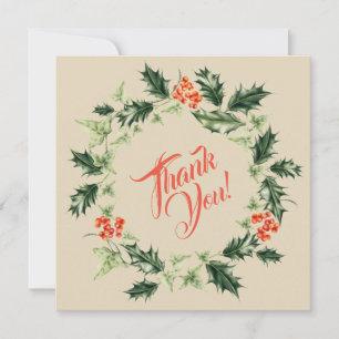 Holly and Ivy Botanical Christmas Wreath Dankeskarte