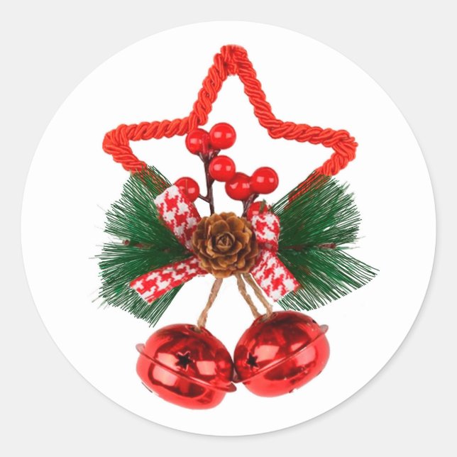 Holly and Jingle Bells Envelope Seals Runder Aufkleber (Vorderseite)