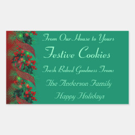 Holly and Pine Holiday Food Quadratischer Aufkleber