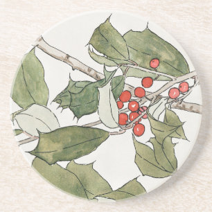 Holly-Aquarellmalerei, Hannah Borger Overbeck Getränkeuntersetzer