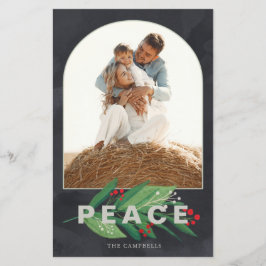 Holly Arch Peace Navy Foto Holiday Card