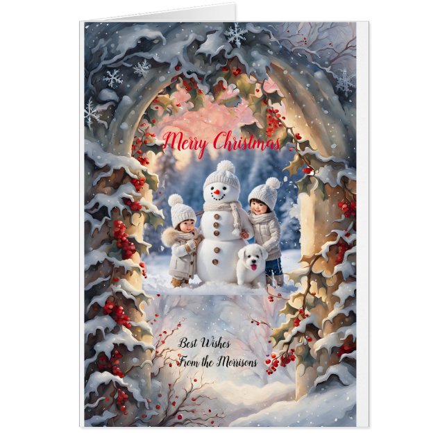 Holly Archway Personalisierte Weihnachtsgrußkarte (Vorne)