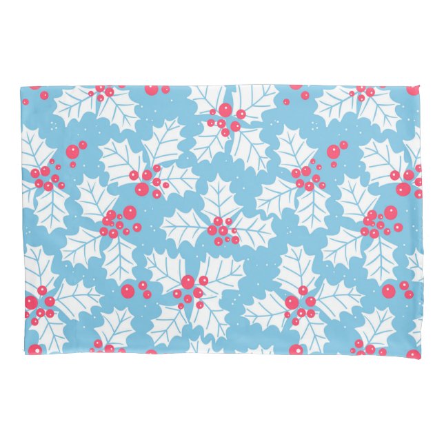 Holly Beere auf blau Kissenbezug (Vorderseite)