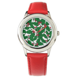 Holly Beere auf Weiß Armbanduhr