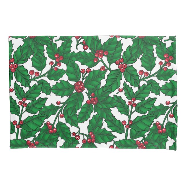 Holly Beere auf Weiß Kissenbezug (Vorderseite)