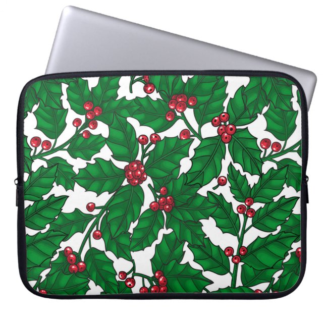 Holly Beere auf Weiß Laptopschutzhülle (Vorderseite)