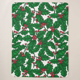 Holly Beere auf Weiß Sherpadecke