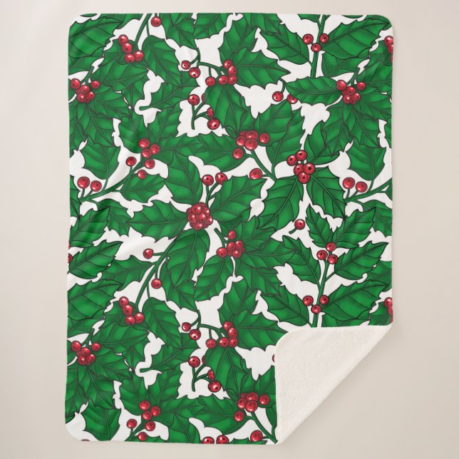 Holly Beere auf Weiß Sherpadecke (Vorderseite)