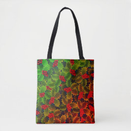 Holly-Beeren-Blätter leuchten im Winterherd grün Tasche