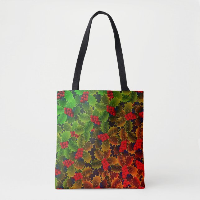 Holly-Beeren-Blätter leuchten im Winterherd grün Tasche (Vorderseite)