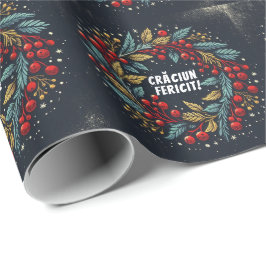 Holly-Beeren-Kranz der rumänischen Flaggenfarben W Geschenkpapier
