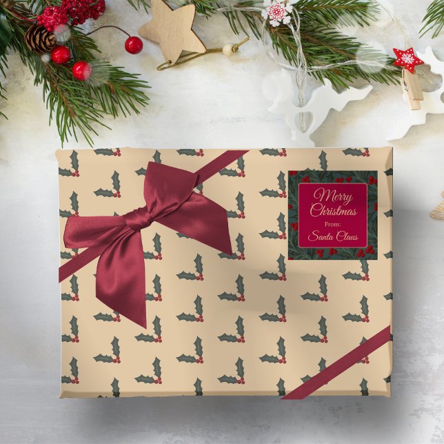 Holly-Beeren-Weihnachten Geschenkpapier (Von Creator hochgeladen)