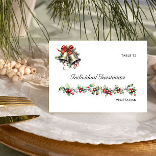 Holly Bells Winterhochzeit Gast Namensplatzkarte Tischnummer