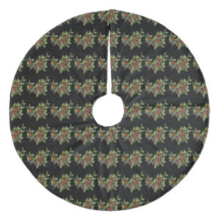 Holly Beries 001 Fleece Weihnachtsbaumdecke
