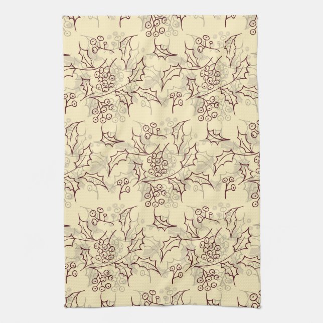 Holly Beries nahtlos Geschirrtuch (Vertikal)