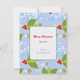 Holly Beries Schnee und Sterne Frohe Weihnachten Mitteilungskarte