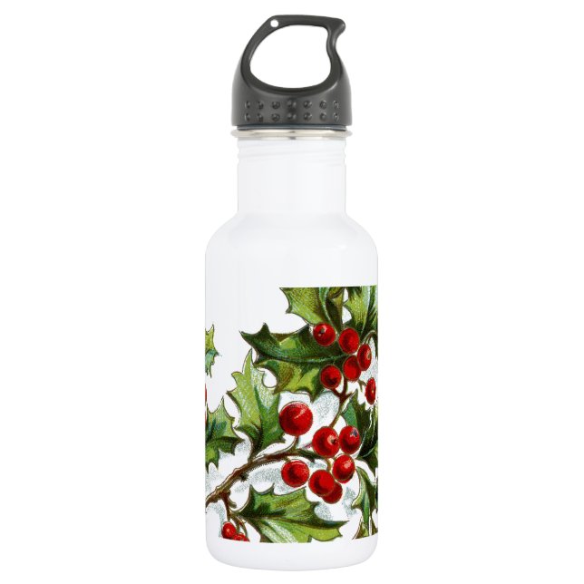 Holly Berries 001 Trinkflasche (Vorderseite)