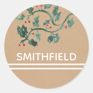 Holly Berries Ajouter nom Sticker Customisé