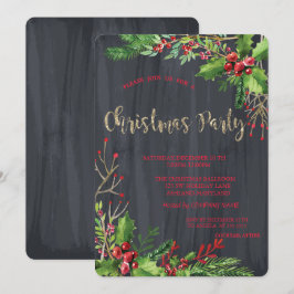 Holly Berries, Black Company Christmas Party Einladung