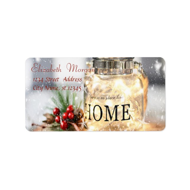 Holly Berries, Branchen, Candle Holiday Adressaufkleber (Vorne)