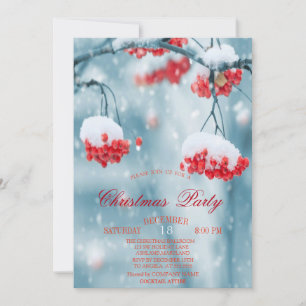 Holly Berries Branches Snow Christmas Company Einladung