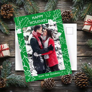 Holly Berries Christmas CUSTOM FOTO Postcard Feiertagspostkarte