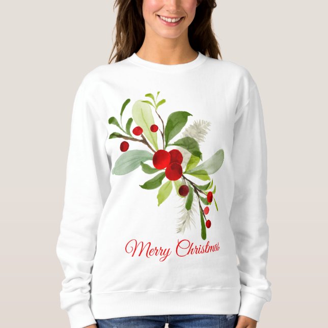 Holly Berries Frohe Weihnachten Sweatshirt (Vorderseite)