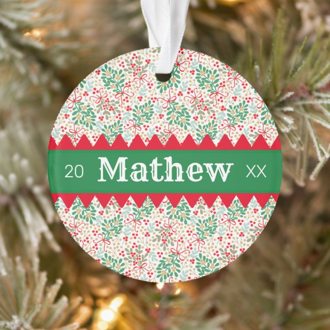 Holly Berries & Greenery Personalisiert Ornament (Baum)