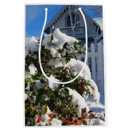 Holly Berries in Snow - Martha's Vineyard Mittlere Geschenktüte